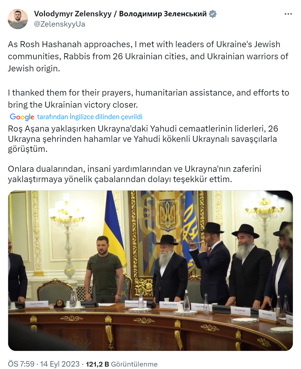 Zelenski, Ukrayna’daki Yahudi cemaatlerinin liderleri ile görüştü