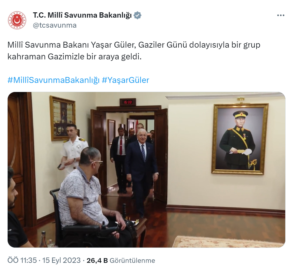 Milli Savunma Bakanı Güler, gazilerle bir araya geldi