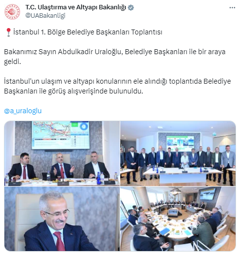 Bakan Uraloğlu, İstanbul 1. Bölge Belediye Başkanları Toplantısı’na katıldı