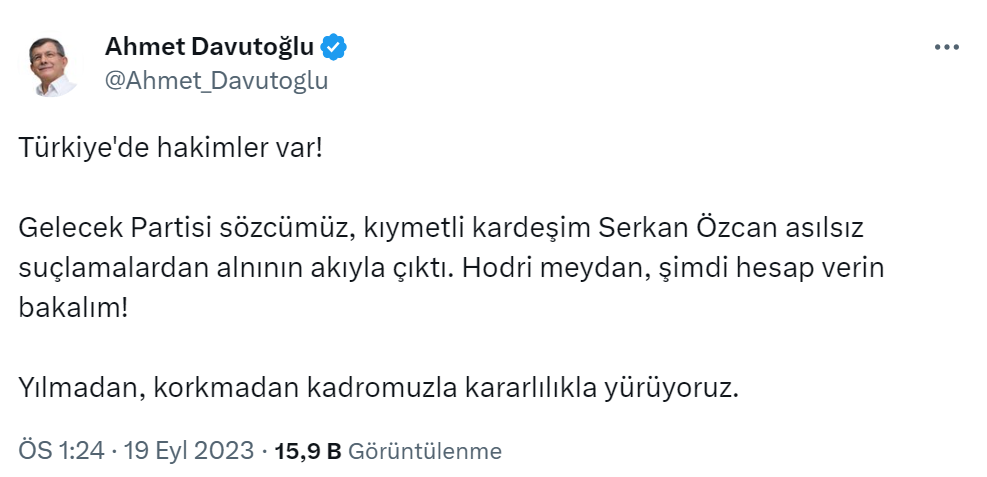 Davutoğlu: “Türkiye’de hakimler var!”