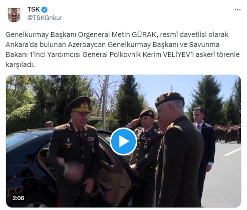 Genelkurmay Başkanı Orgeneral Gürak, Azerbaycanlı mevkidaşı ile bir araya geldi