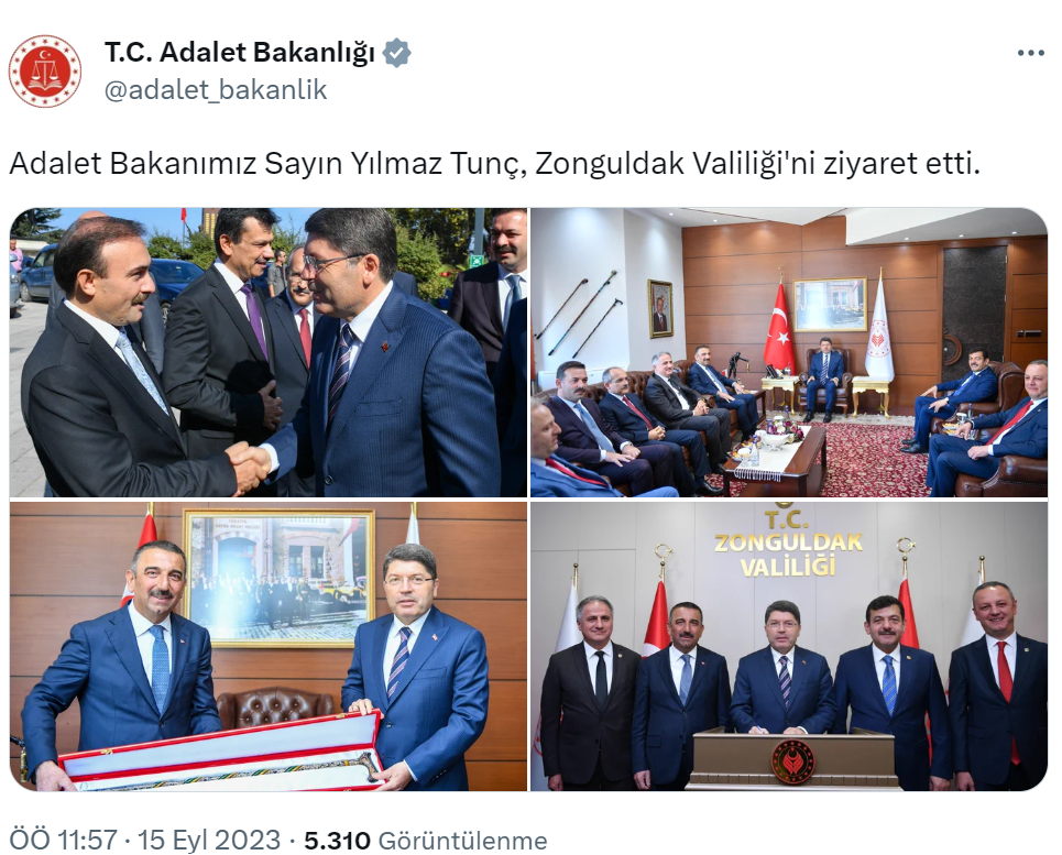 Bakan Tunç, Zonguldak Valiliği’ni ziyaret etti