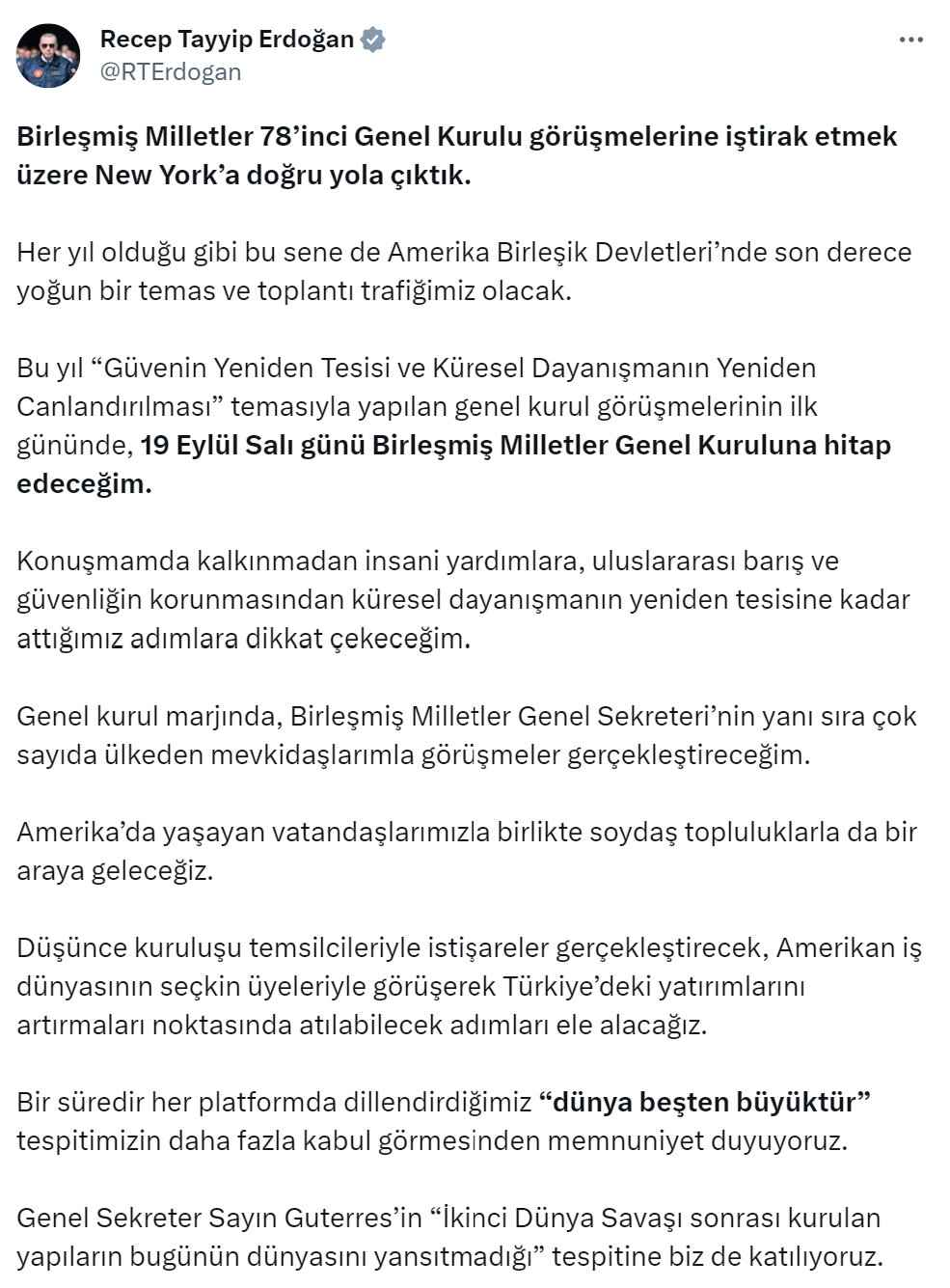 Cumhurbaşkanı Erdoğan: “Ziyaretimizin ülkemiz için hayırlara vesile olmasını diliyorum”