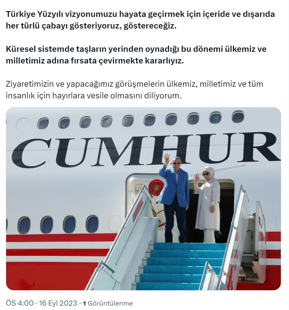Cumhurbaşkanı Erdoğan: “Ziyaretimizin ülkemiz için hayırlara vesile olmasını diliyorum”