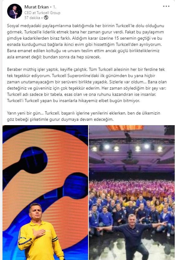 Turkcell Genel Müdürü Murat Erkan görevden ayrıldı
