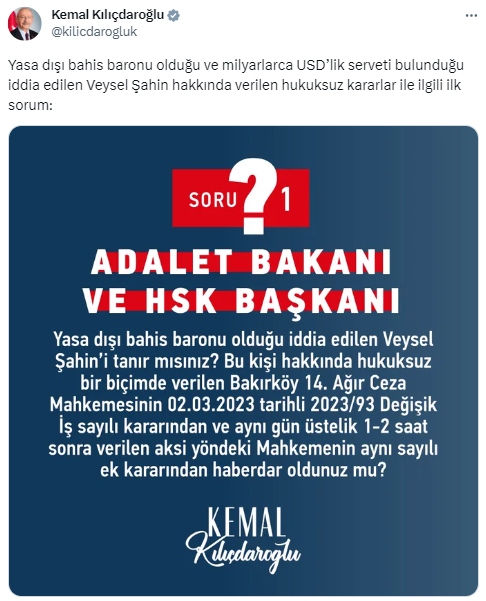 Kılıçdaroğlu: “Saray iktidarı yargı bağımsızlığını yok etti”