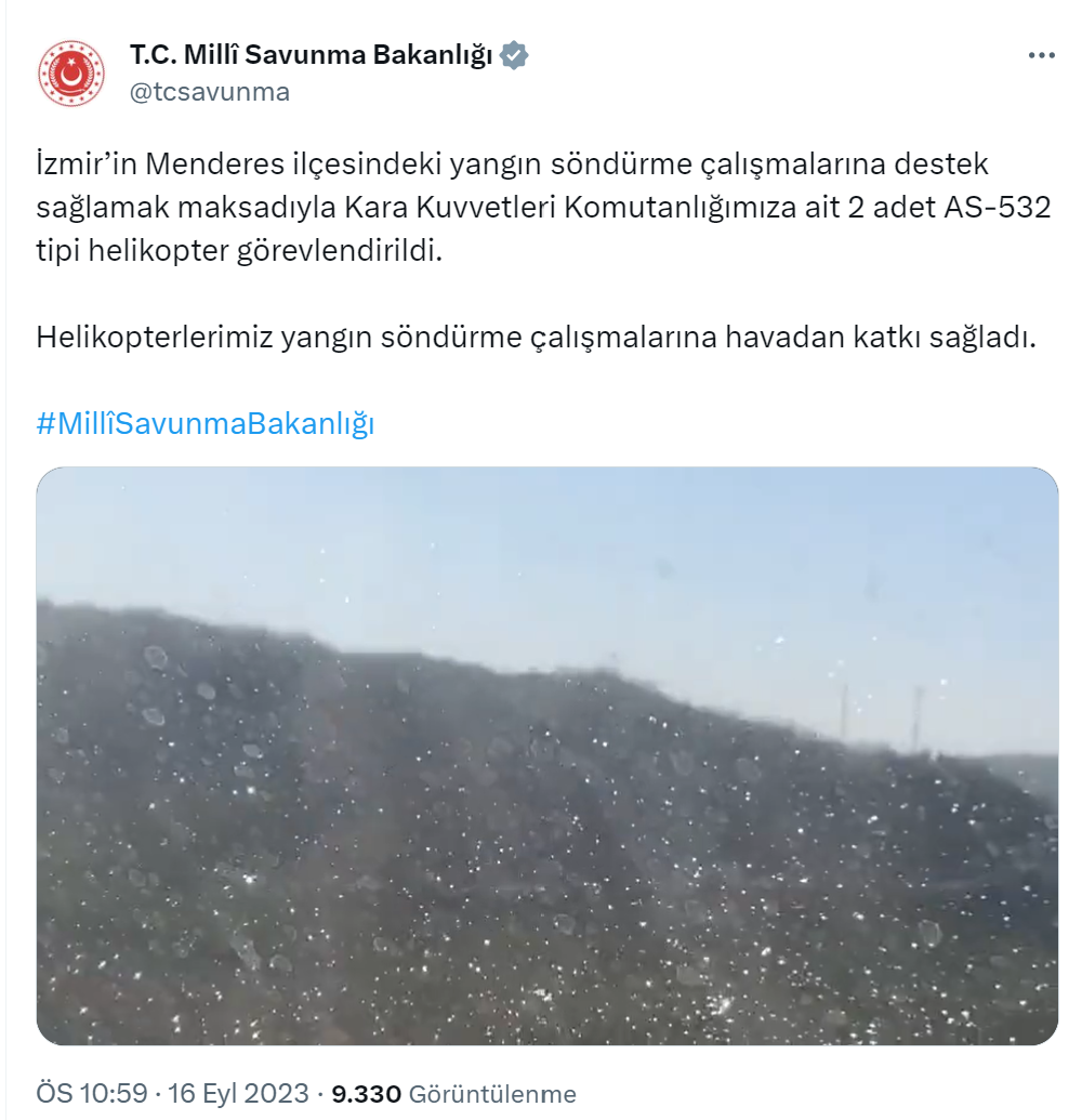 MSB, İzmir’deki orman yangınına 2 helikopterle destek veriyor