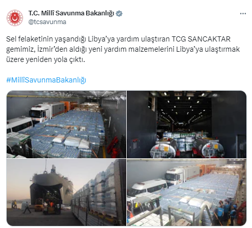 TCG Sancaktar, Libya’ya yardım malzemesi götürmek üzere İzmir’den hareket etti