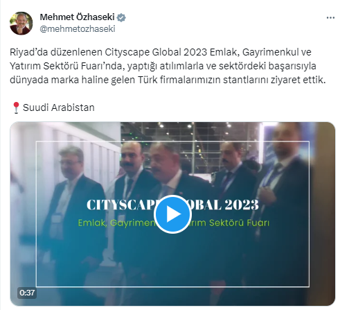 Bakan Özhaseki, Cityscape Global 2023’te Türk firmaların stantlarını ziyaret etti