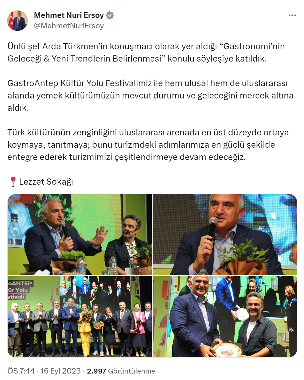 Bakan Ersoy, GastroAntep Kültür Yolu Festivali kapsamında etkinliklere katıldı
