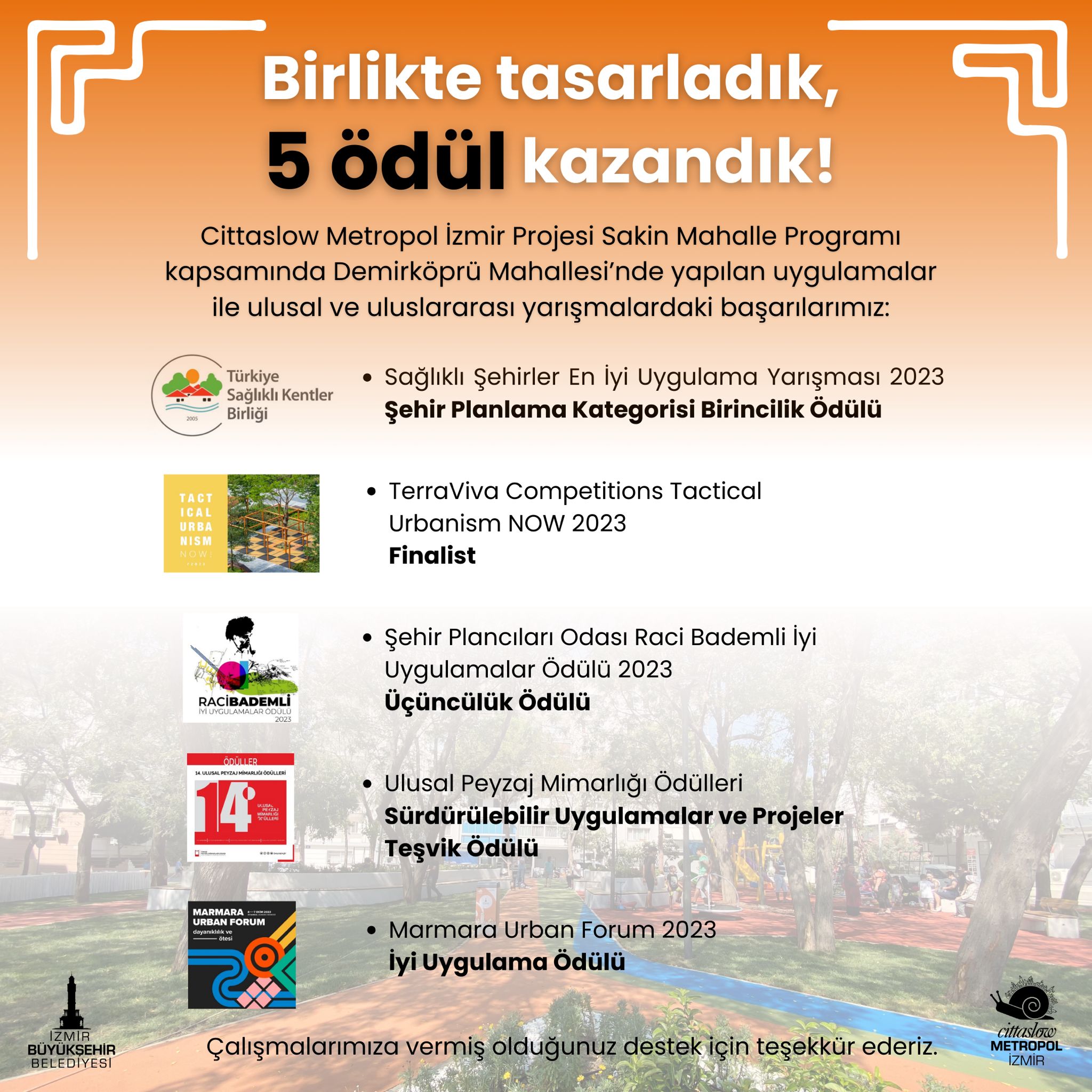İzmir’in “Sakin Mahalle” programı kente ödül getirdi