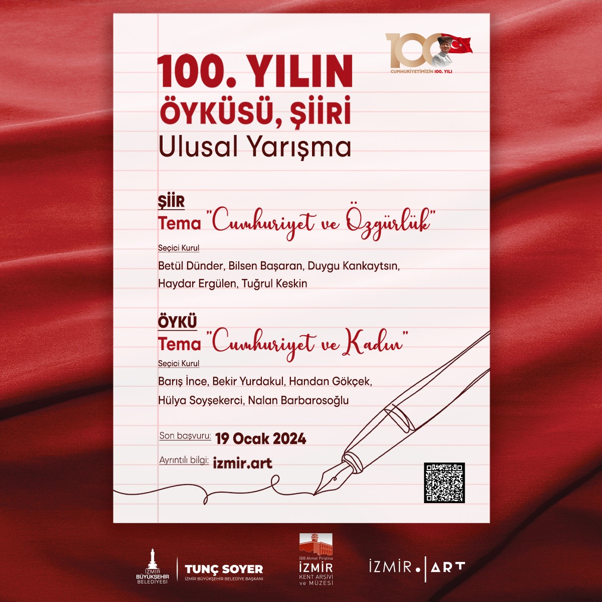İzmir’de “100. Yılın Öyküsü, Şiiri” yarışmasına başvurular devam ediyor