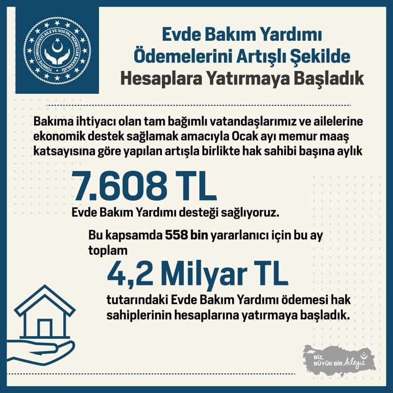 ‘Evde Bakım Yardımı’ ödemeleri yapılıyor