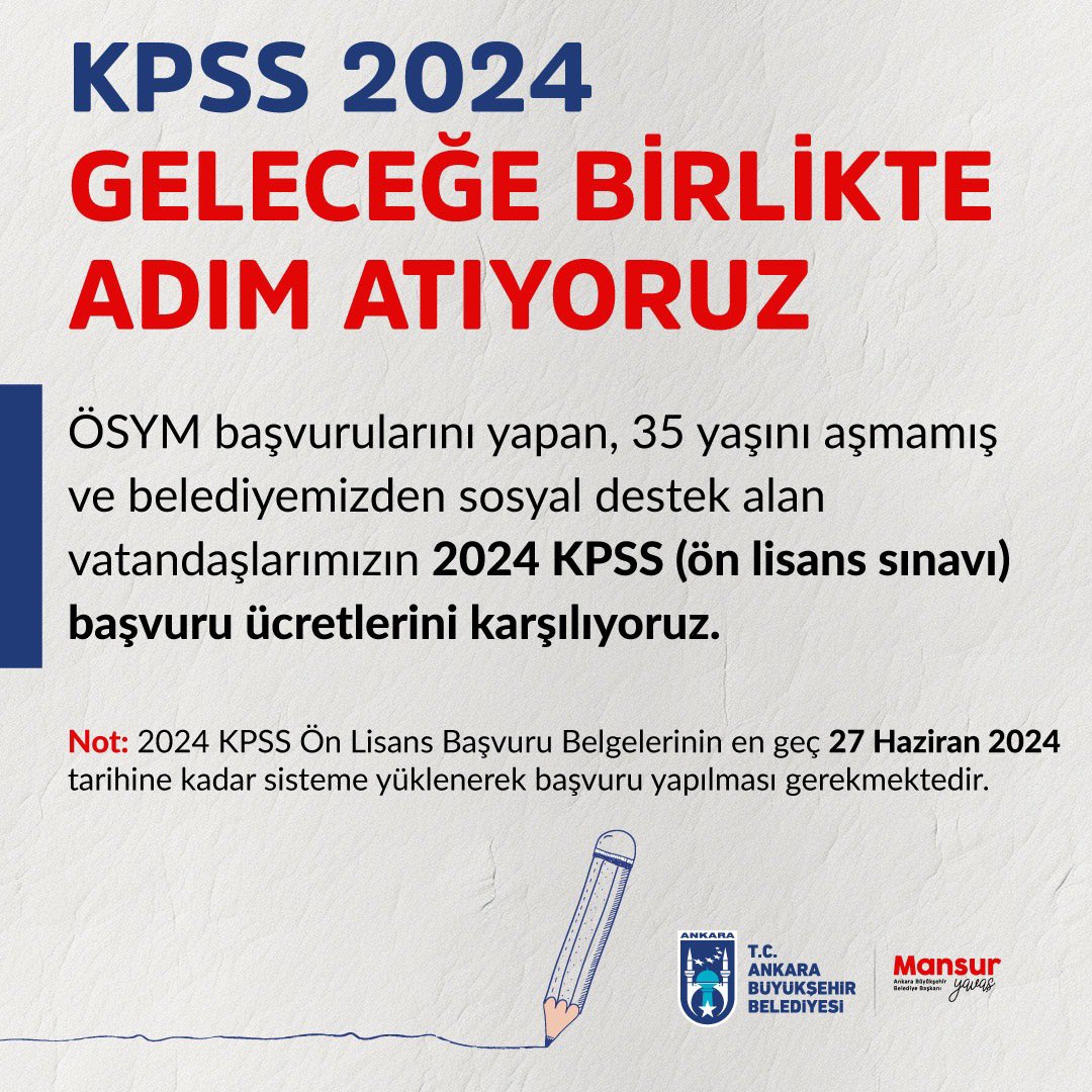 Ankara Büyükşehir, KPSS Ön Lisans sınavı ücretlerini karşılayacak