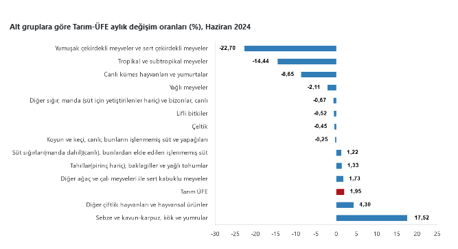 TÜİK-Tarım ürünleri üretici fiyatları Haziran’da yıllık yüzde 54,58 aylık yüzde 1,95 arttı