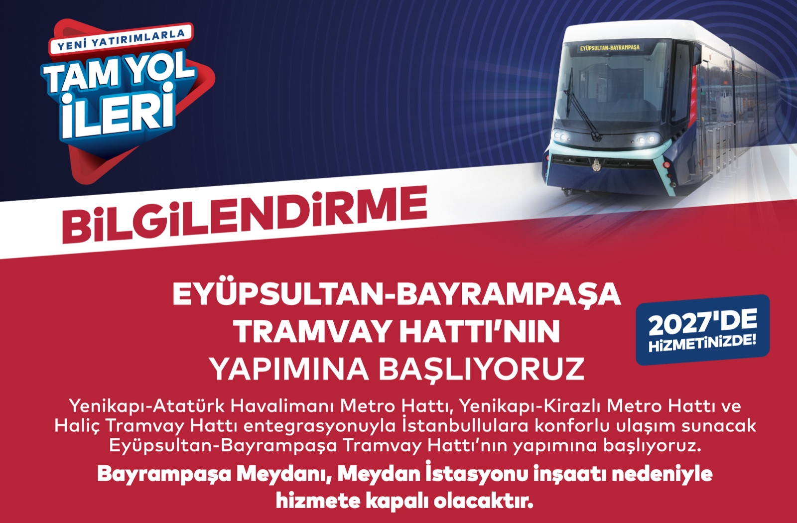 İBB, Eyüpsultan-Bayrampaşa Tramvay Hattı’nın yapımına başlıyor