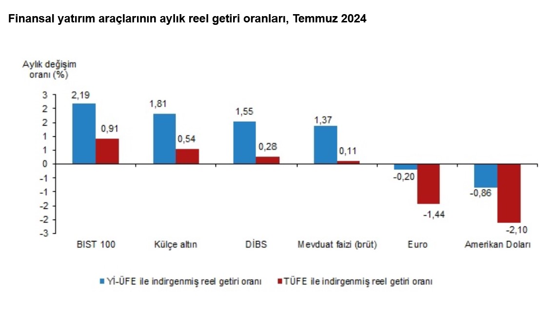 TÜİK- Temmuz’da aylık en yüksek reel getiri BIST 100 Endeksi’nde oldu