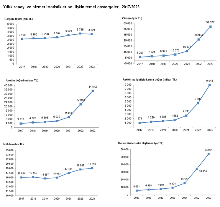 TÜİK- Türkiye’de 2023’te faal olan girişimlerin yüzde 44,1’i hizmet sektöründe yer aldı