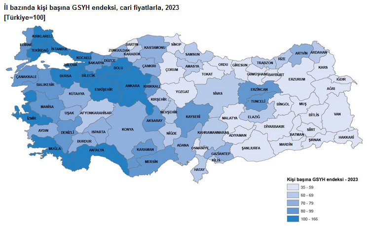 TÜİK – Gayrisafi Yurt İçi Hasıladan 2023’te en yüksek payı yüzde 30,4 ile İstanbul aldı