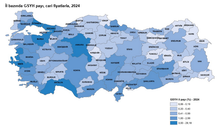 TÜİK – GSYH’den 2024’te en yüksek payı yüzde 29,2 ile İstanbul aldı