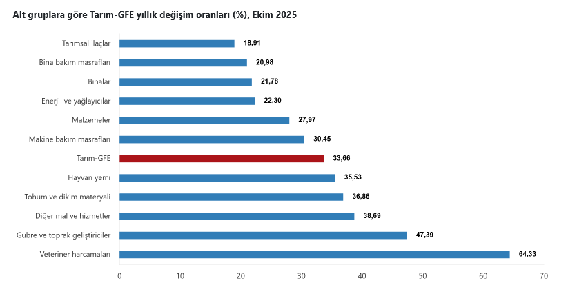 TÜİK- Tarım-GFE yıllık yüzde 33,66 arttı, aylık yüzde 2,04 arttı