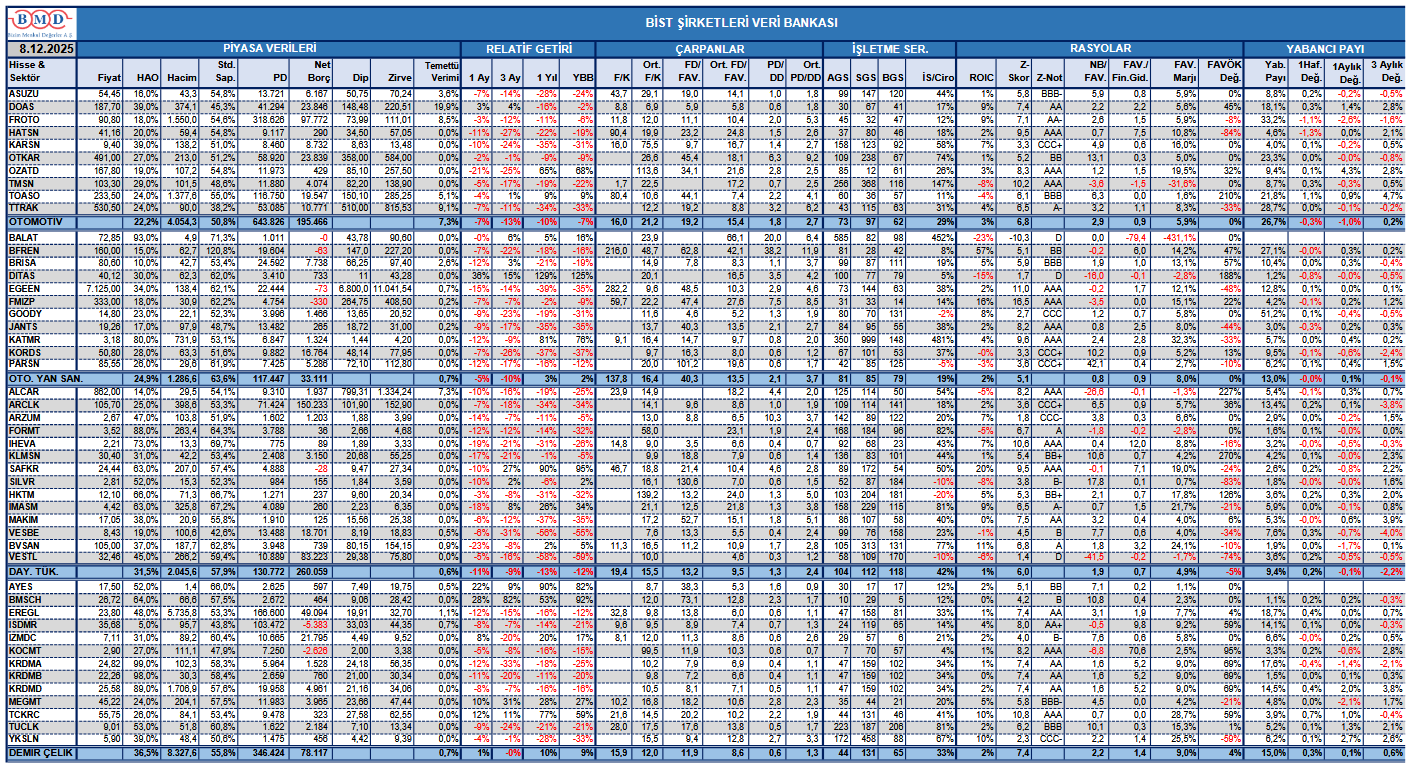 BMD Araştırma’dan BİST şirketleri veri bankası