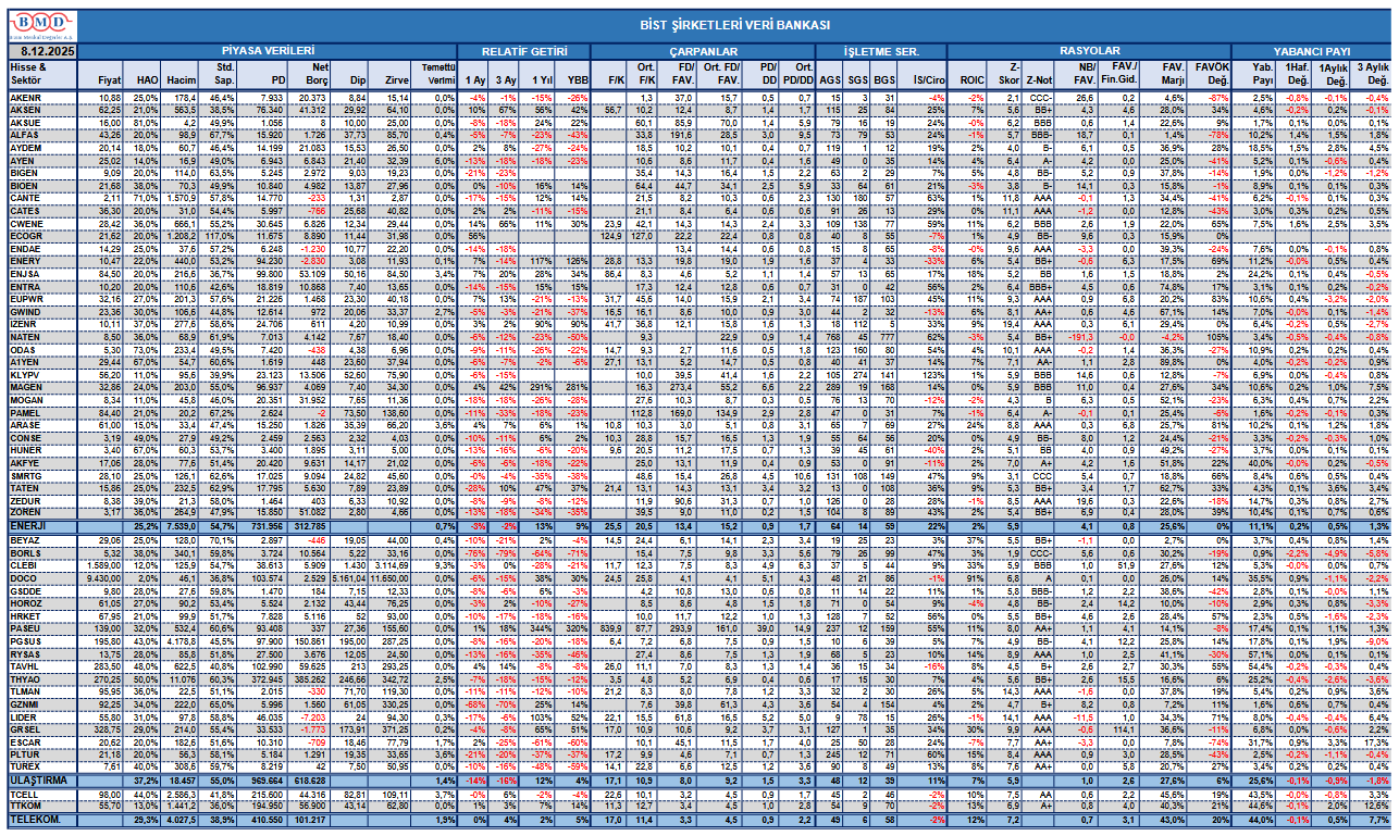 BMD Araştırma’dan BİST şirketleri veri bankası