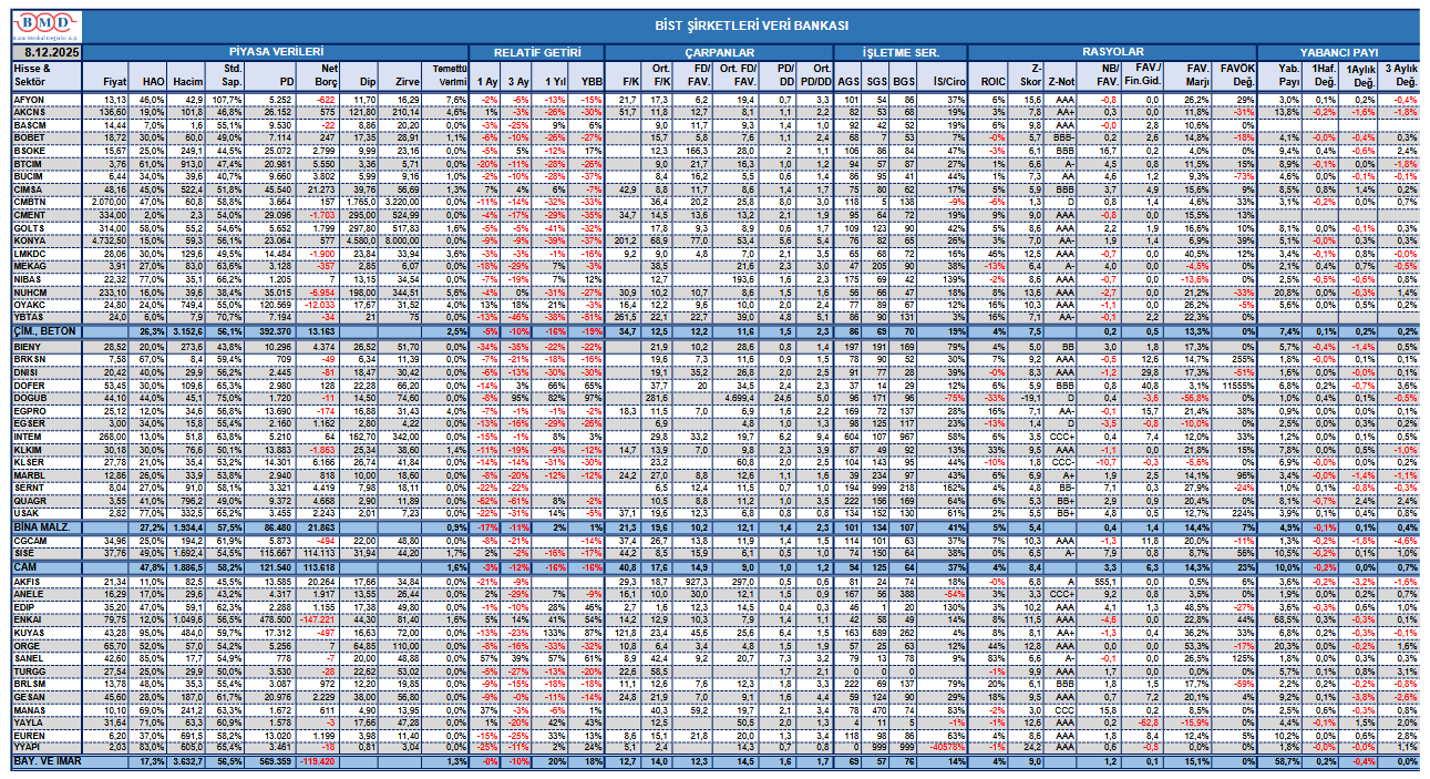 BMD Araştırma’dan BİST şirketleri veri bankası