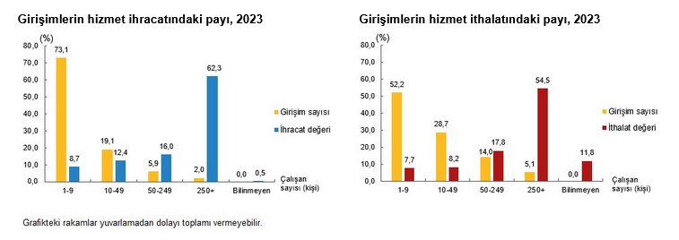 TÜİK- Büyük ölçekli girişimler hizmet ihracatının yüzde 62,3’ünü yaptı