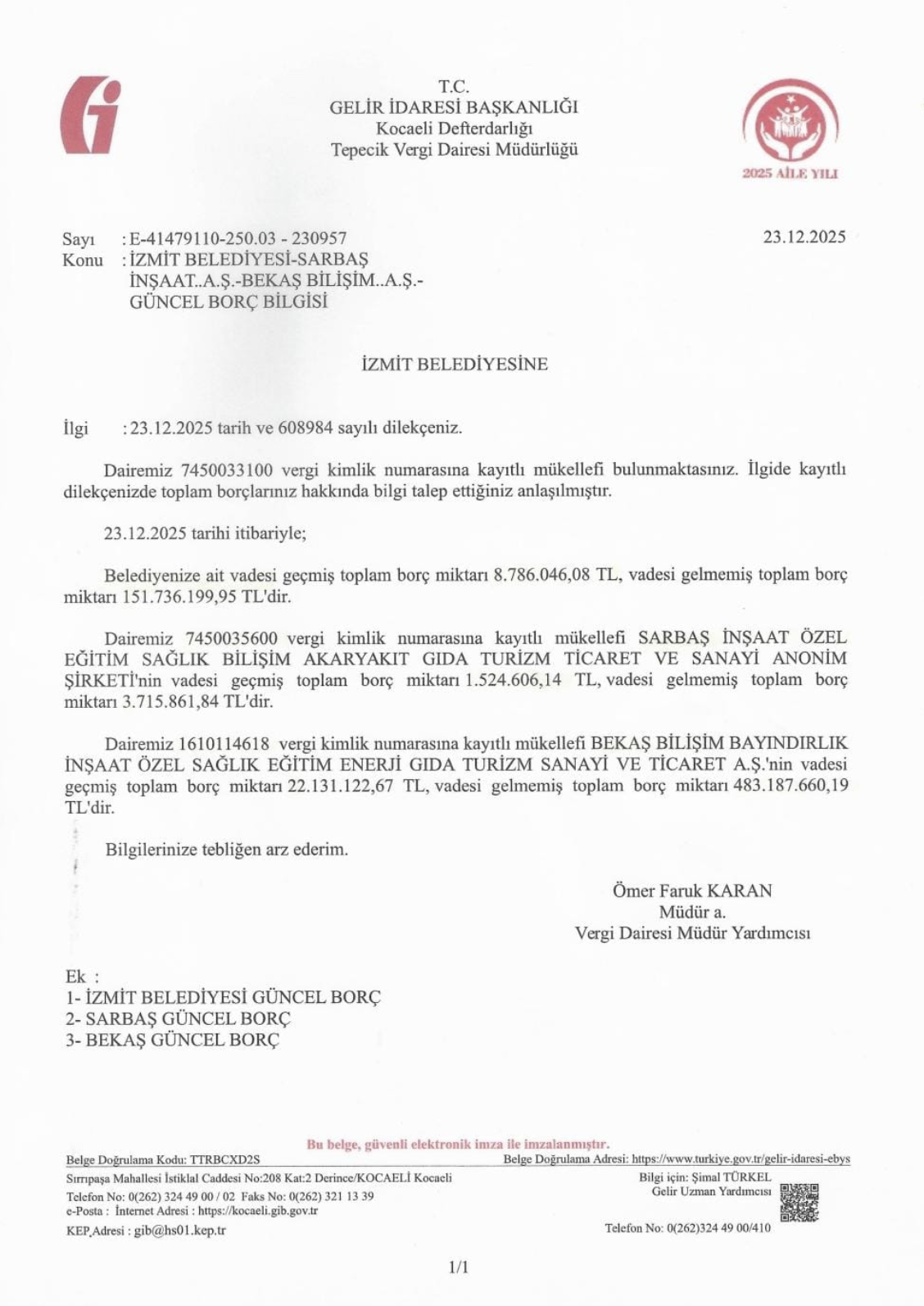 İzmit Belediyesi: Vergi borcu iddiaları gerçeği yansıtmıyor