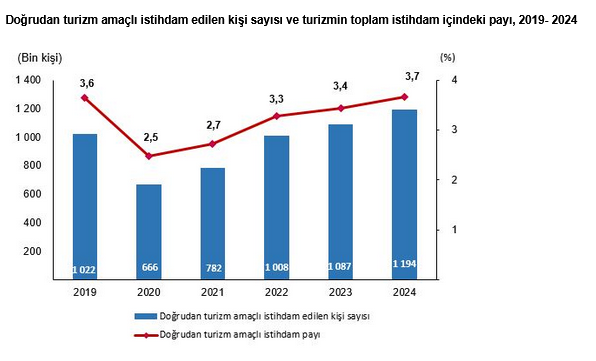 Turizm ürünlerinin tüketiminin yurt içi arz içindeki büyüklüğü yüzde 3,8 oldu