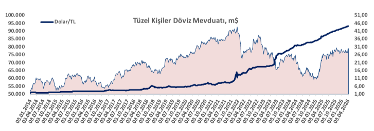 Yurt İçi yerleşiklerin döviz mevduatı 234,3 milyar dolara yükseldi