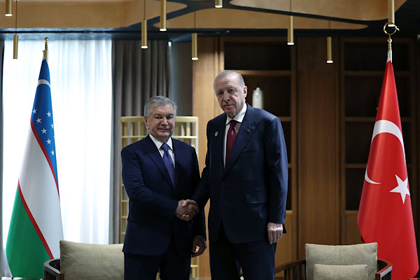 Erdoğan, Özbekistan Cumhurbaşkanı Mirziyoyev ile görüştü