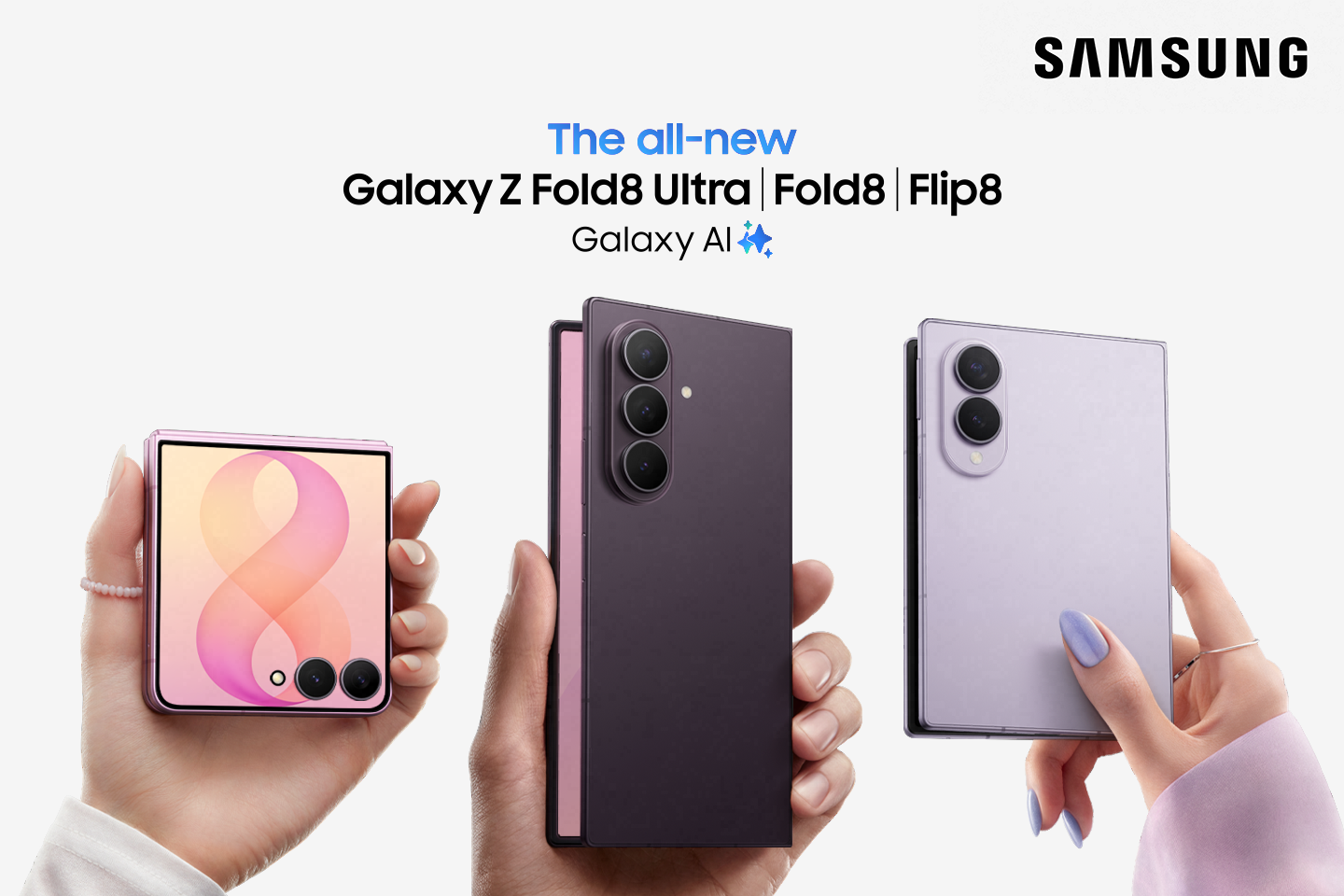 Her yaşam tarzına uyan Samsung Galaxy Z Fold8 Ultra, Fold8 ve Flip8 ile tanışın