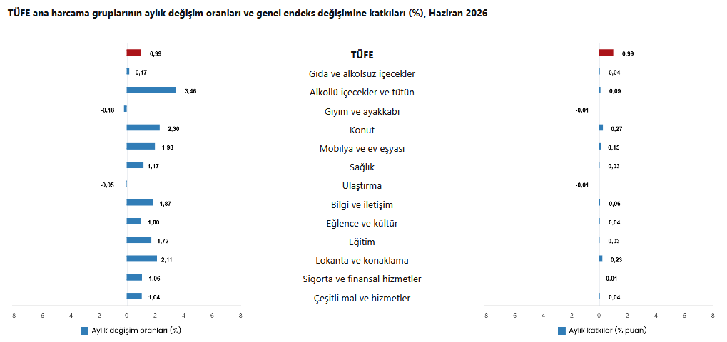 Yenileme- TÜİK- Haziran ayı enflasyonu yüzde 0,99 oldu