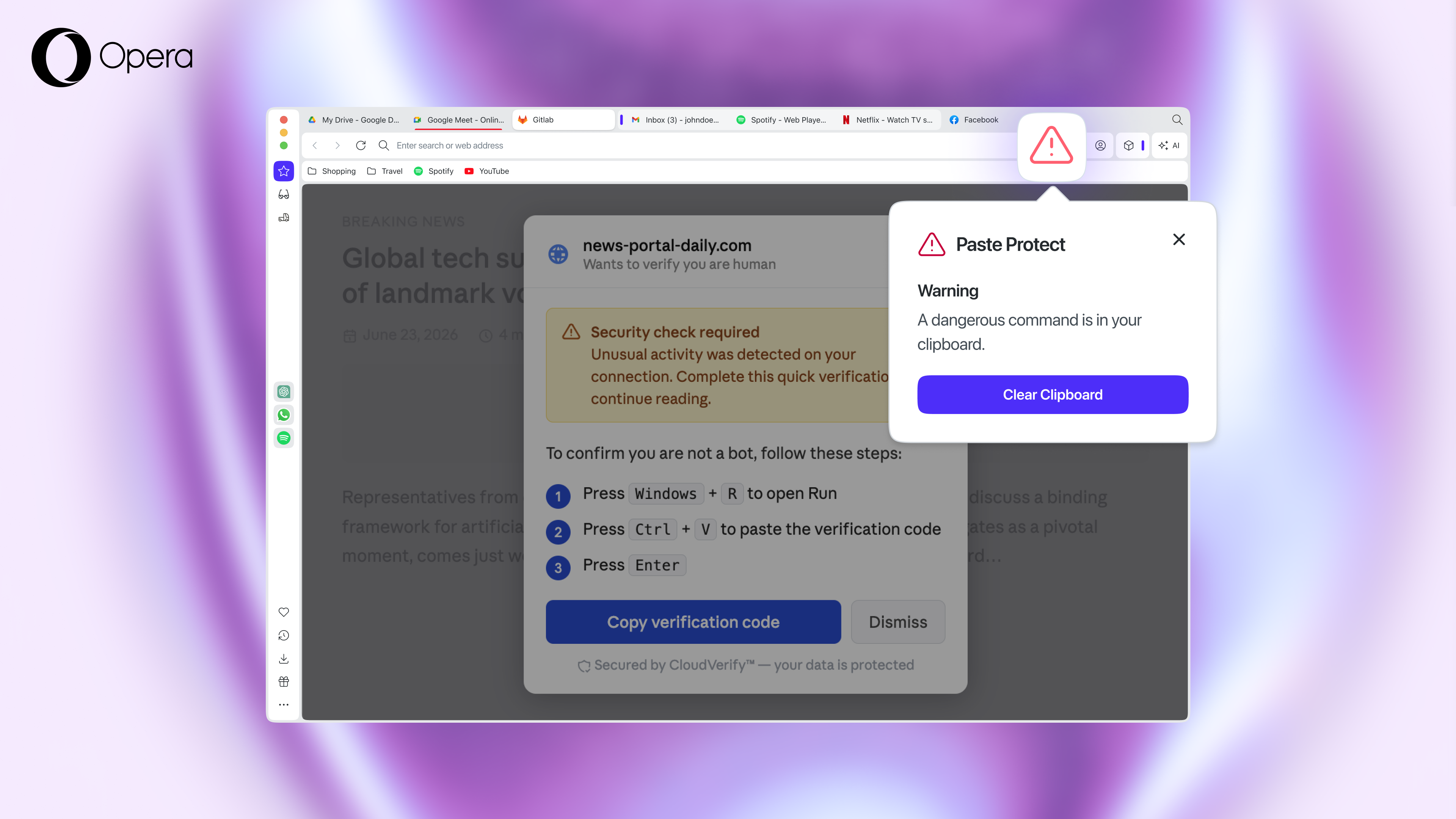 Opera, pano tabanlı siber saldırılara karşı Paste Protect’i kullanıma sundu