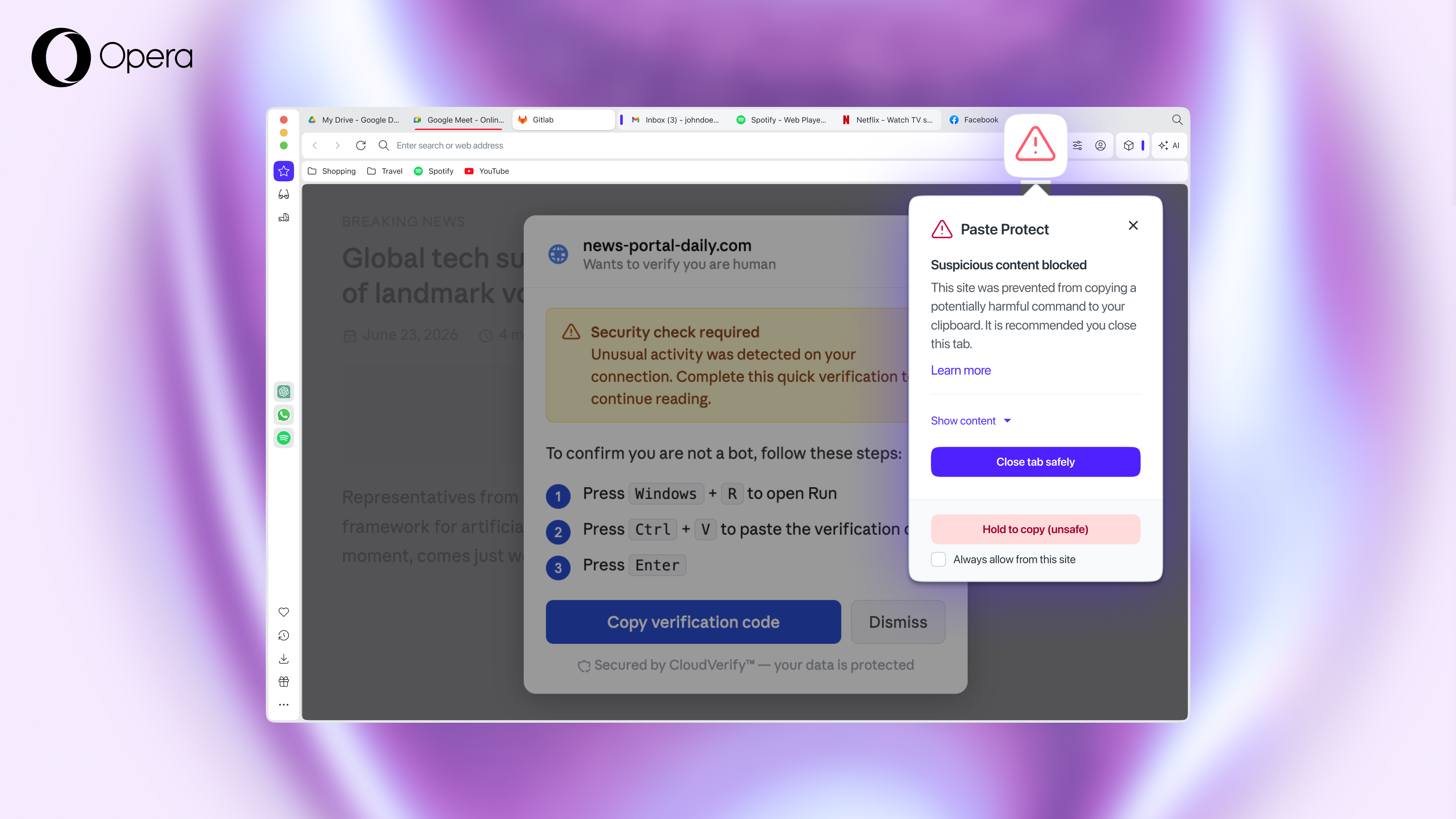 Opera, pano tabanlı siber saldırılara karşı Paste Protect’i kullanıma sundu