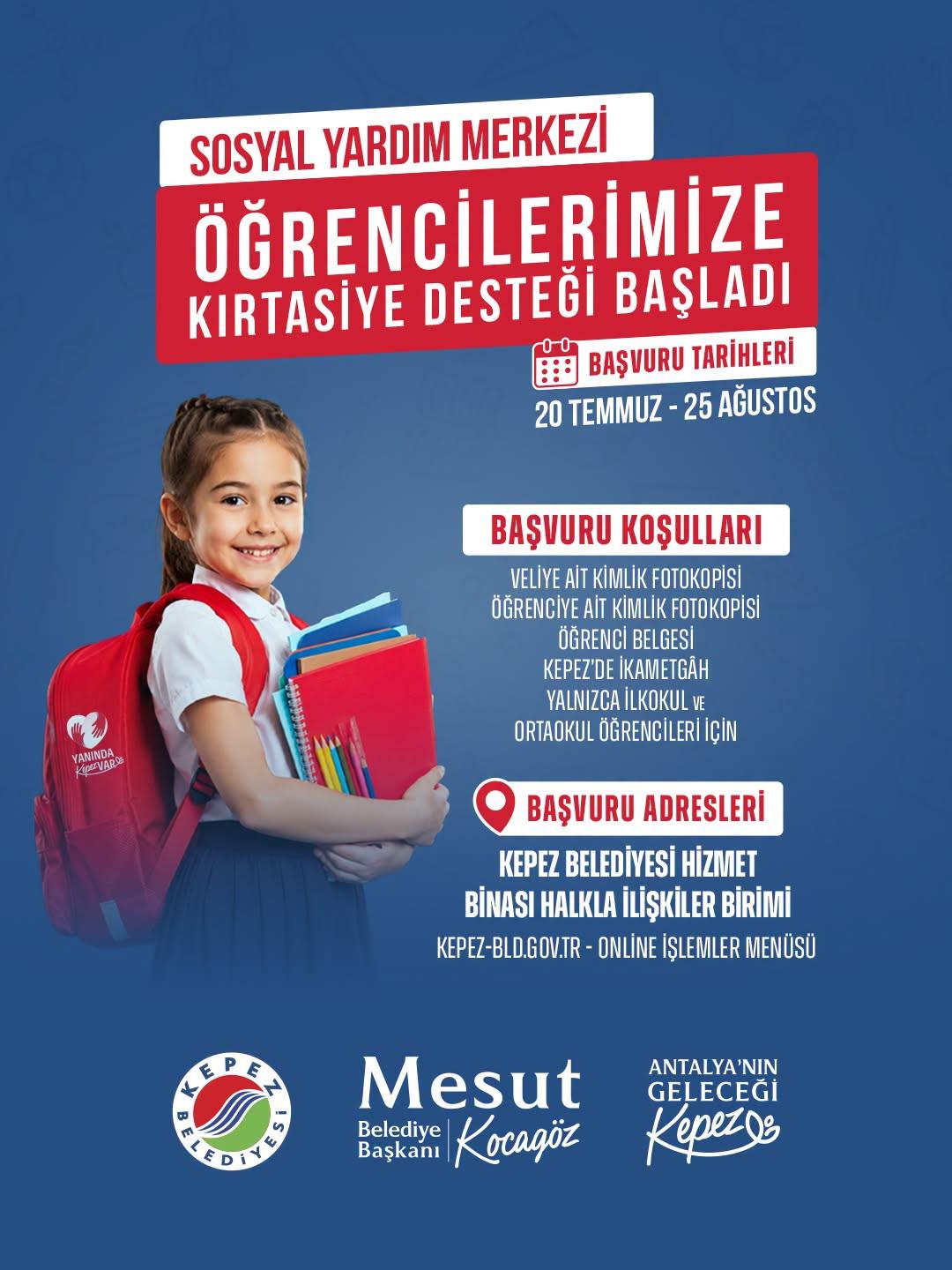 Kepez Belediyesi’nden öğrencilere kırtasiye desteği