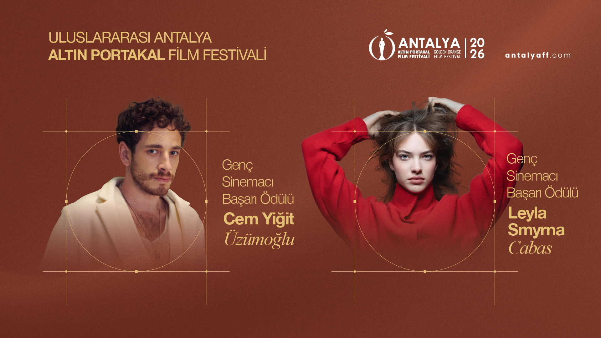 Altın Portakal Genç Başarı Ödülleri Cem Yiğit Üzümoğlu ve Leyla Smyrna Cabas’a verilecek
