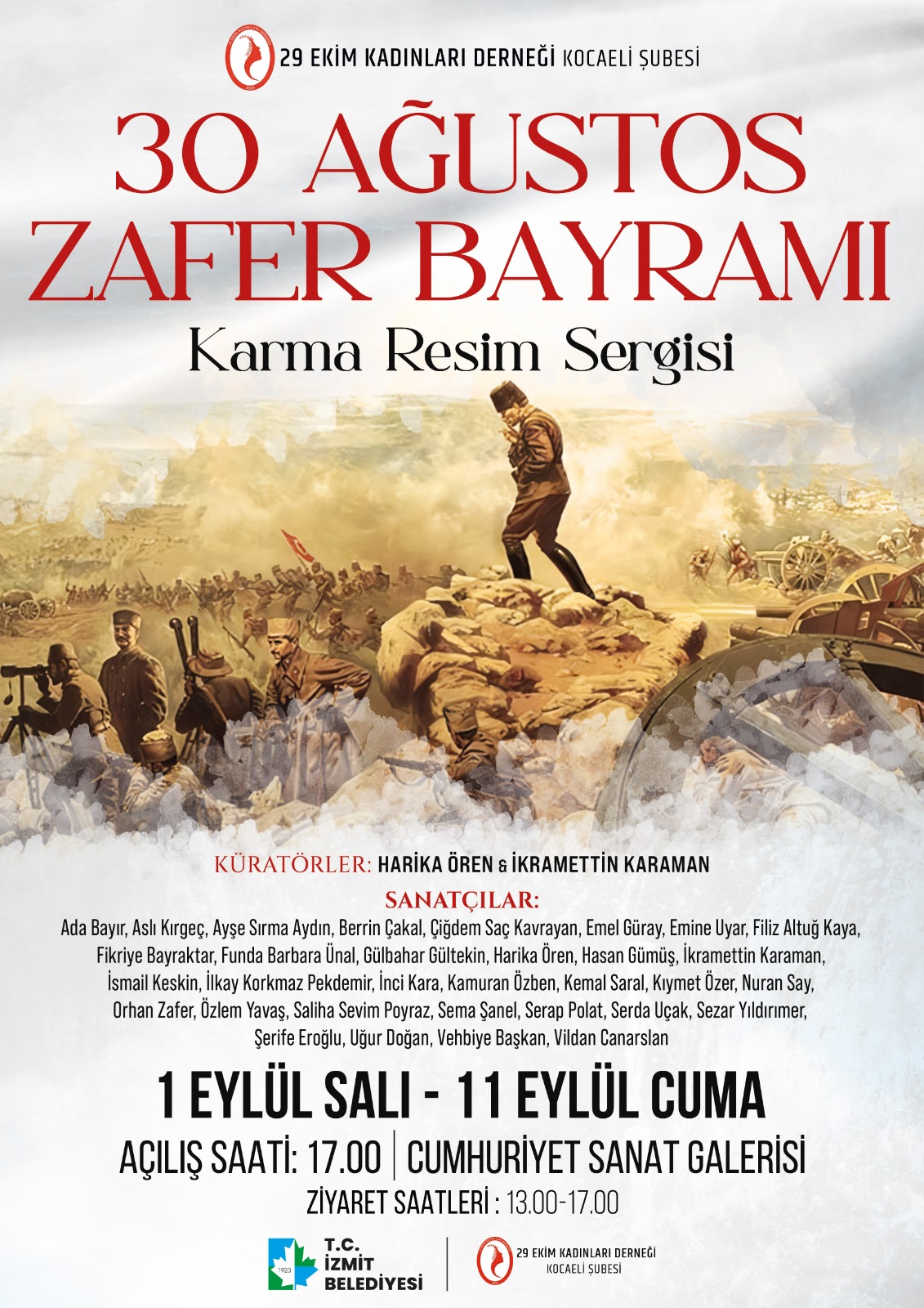 İzmit’te 30 Ağustos Zafer Bayramı Temalı Karma Resim Sergisi açılacak