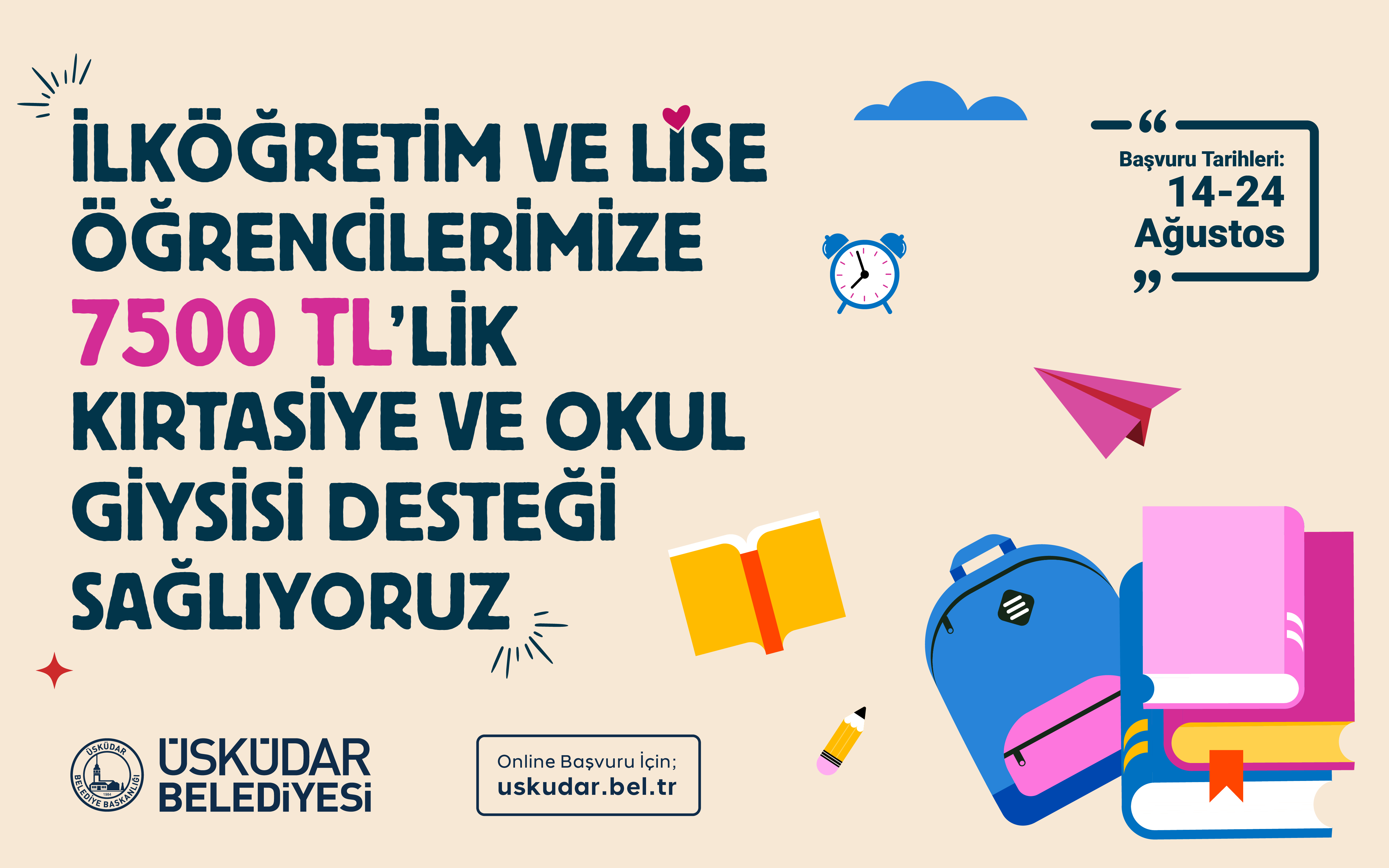 Üsküdar Belediyesi’nden öğrencilere 7 bin 500 TL’lik kırtasiye ve okul giysisi desteği