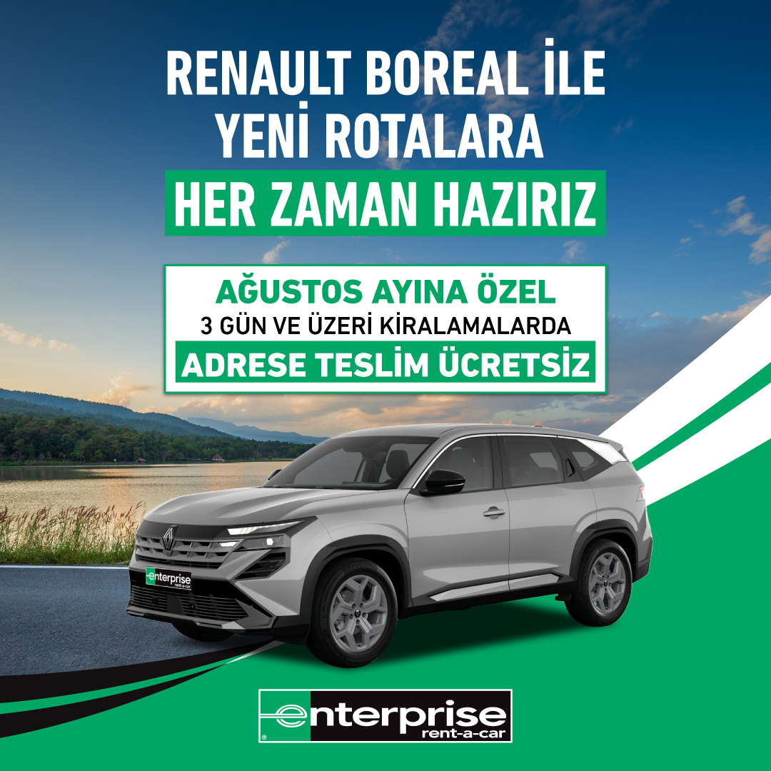 Enterprise’ta Renault Boreal kiralamalarında Ağustos’a özel ücretsiz adrese teslim fırsatı