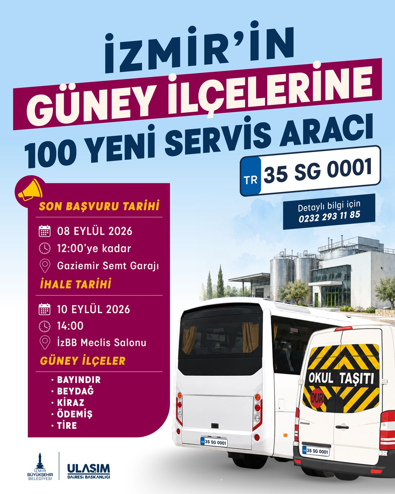 İzmir’e 400 yeni servis aracı plakası
