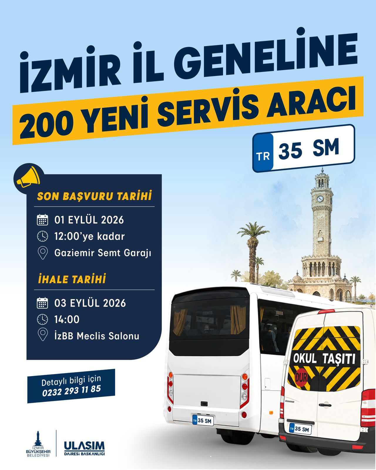 İzmir’e 400 yeni servis aracı plakası