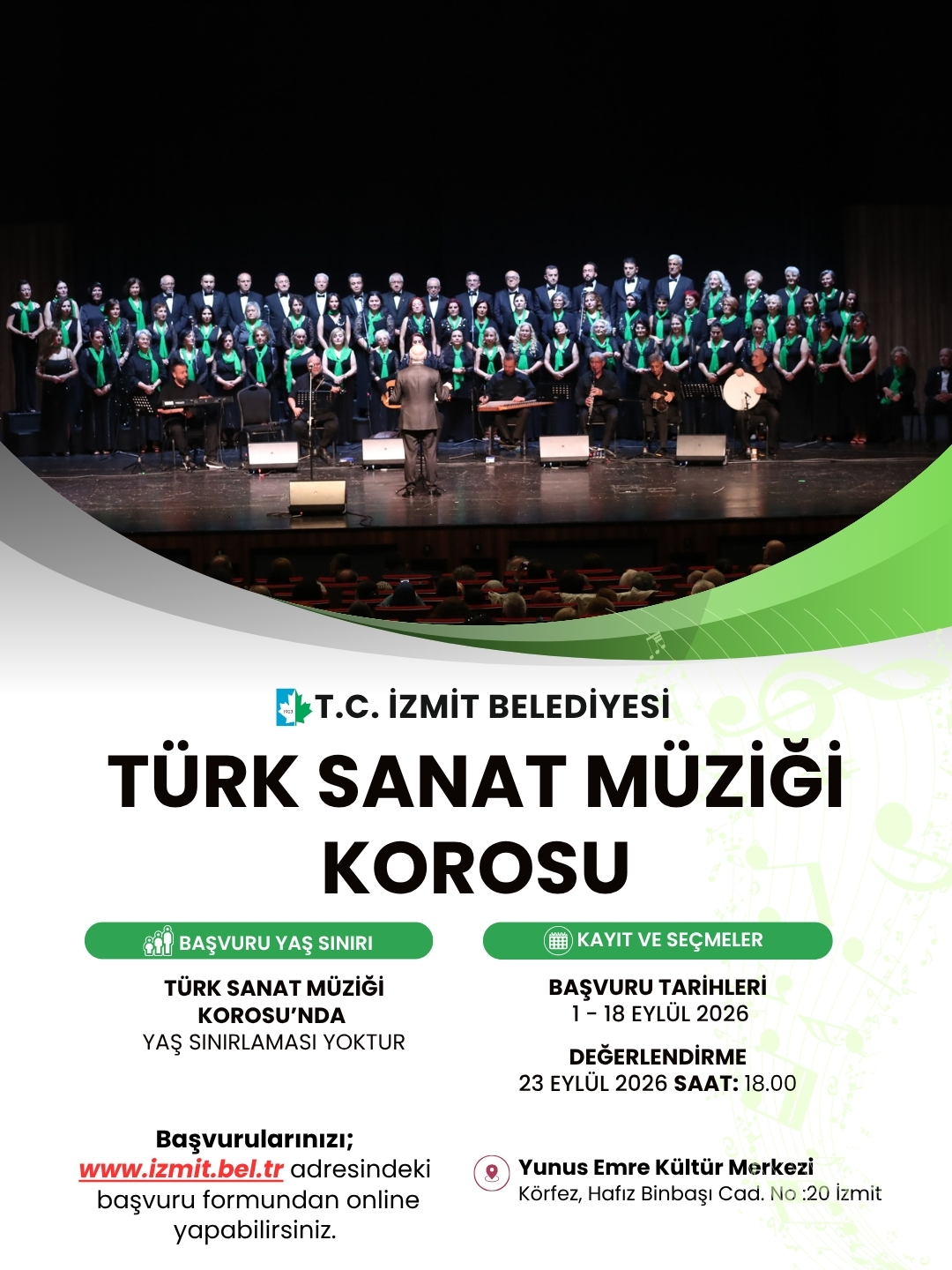 İzmit Belediyesi Türk Sanat Müziği Korosu için başvurular başlıyor