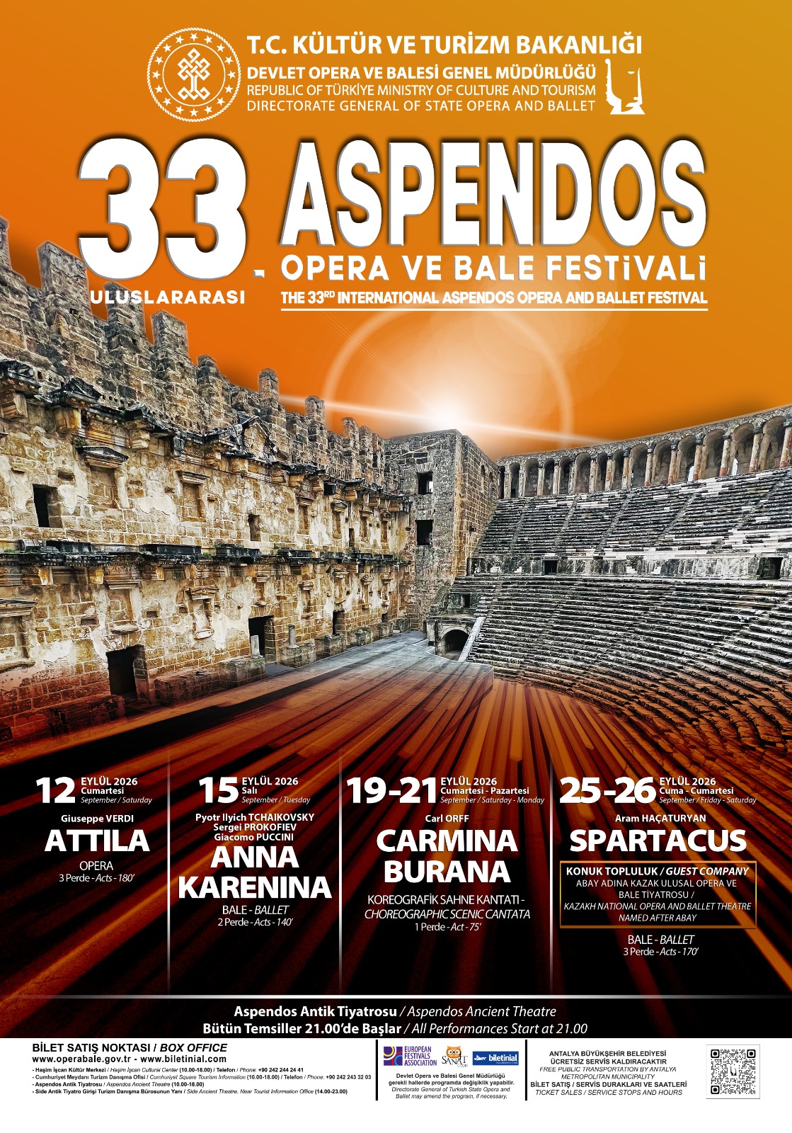 33’üncü Uluslararası Aspendos Opera ve Bale Festivali 12 Eylül’de başlayacak