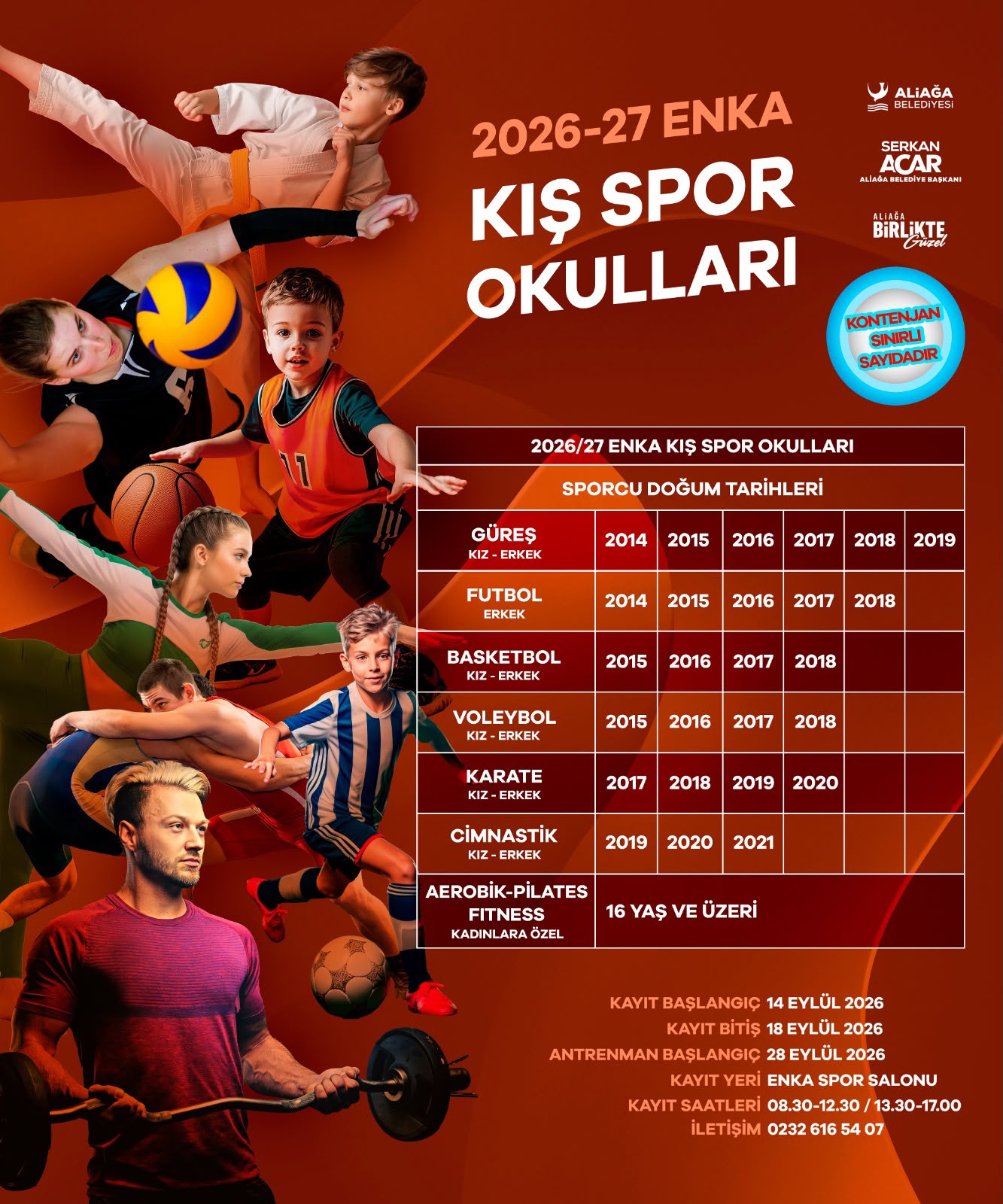 Aliağa Belediyesi’nin kış spor okulları için kayıtlar başlıyor