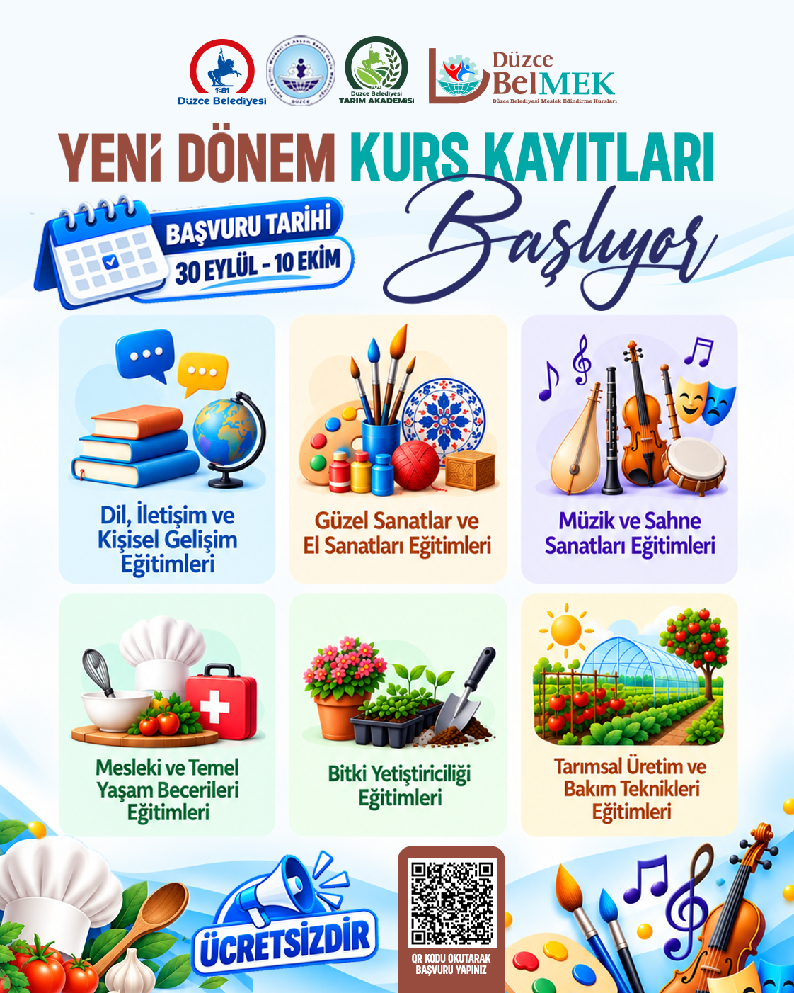Düzce BELMEK’te yeni dönem başlıyor: 6 alanda 45 kurs açılacak