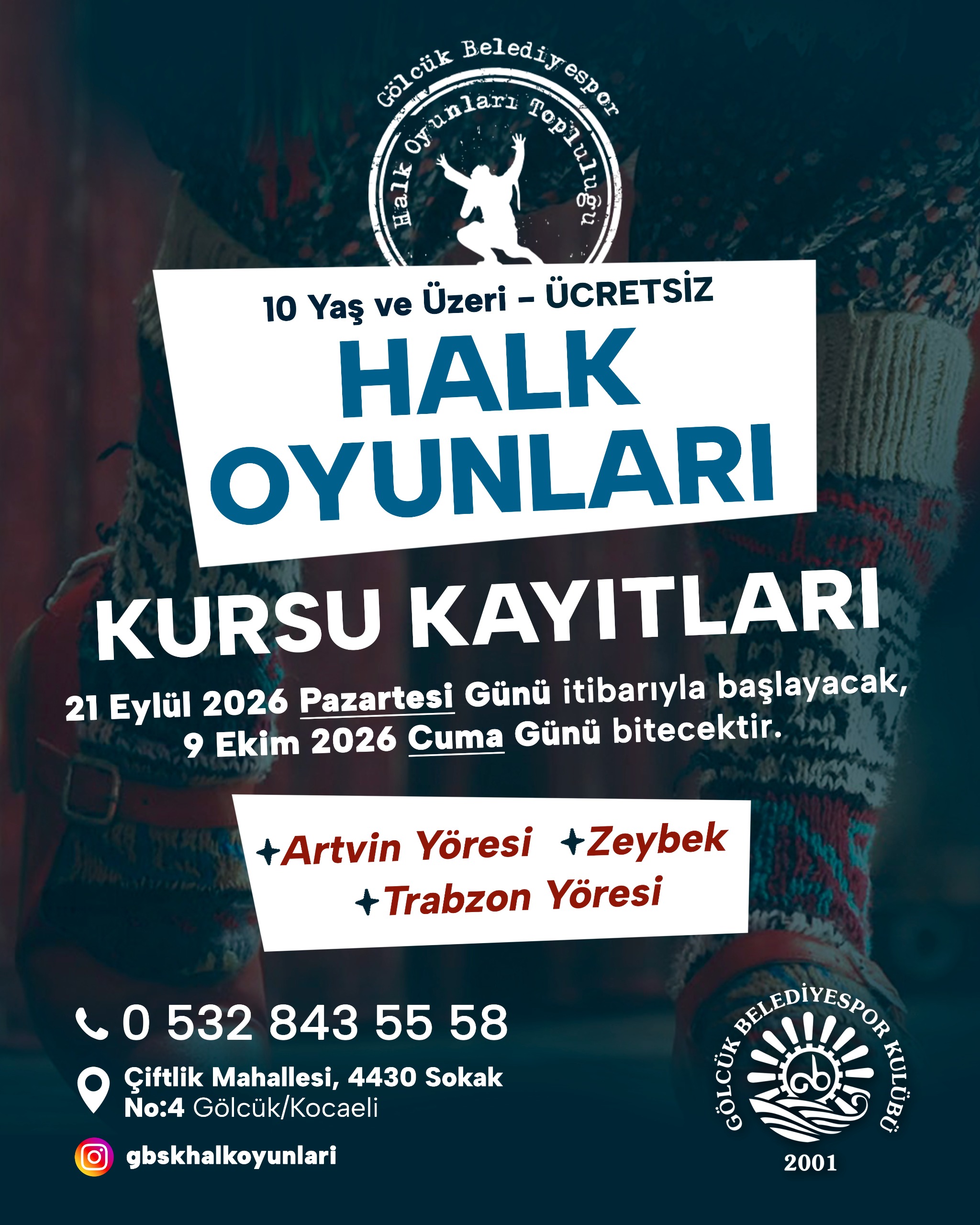 Gölcük Belediyesi ücretsiz halk oyunları kursu düzenliyor