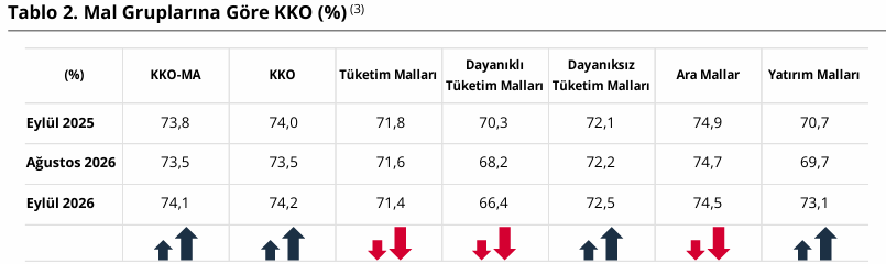 TCMB: İmalat sanayinde kapasite kullanım oranı eylülde arttı